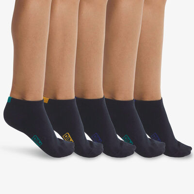 Pack de 5 pares de calcetines bajos para niños de algodón azul marino Ecodim, , DIM