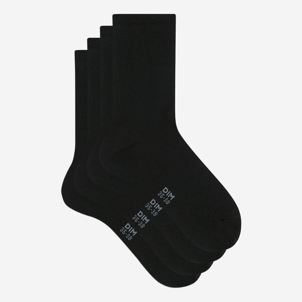 3 pares de calcetines de media pantorrilla de algodón negros para hombre  Basic Coton