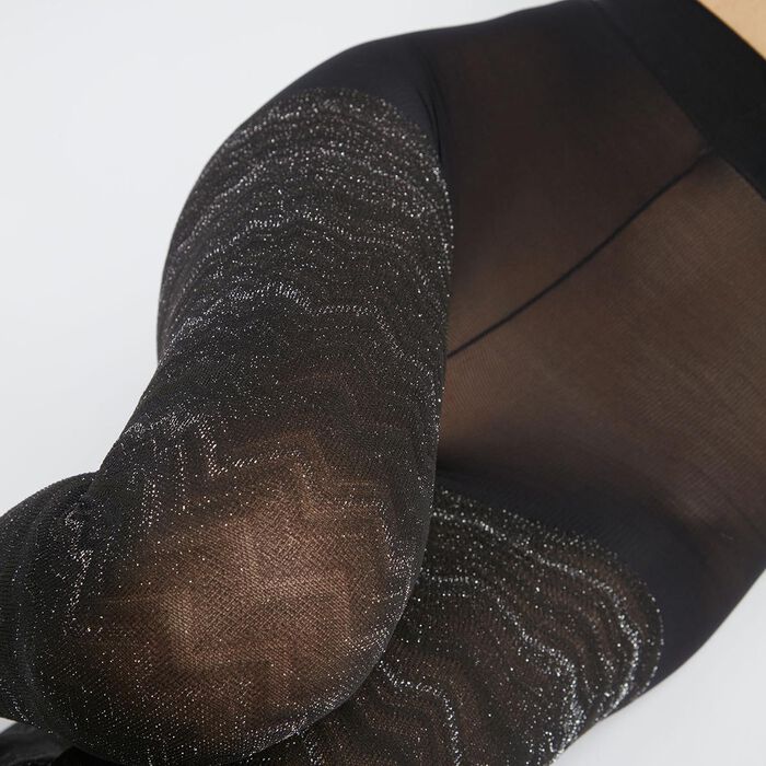 Pantis de mujer con estampado gráfico e hilo metalizado Negro Dim Style, , DIM