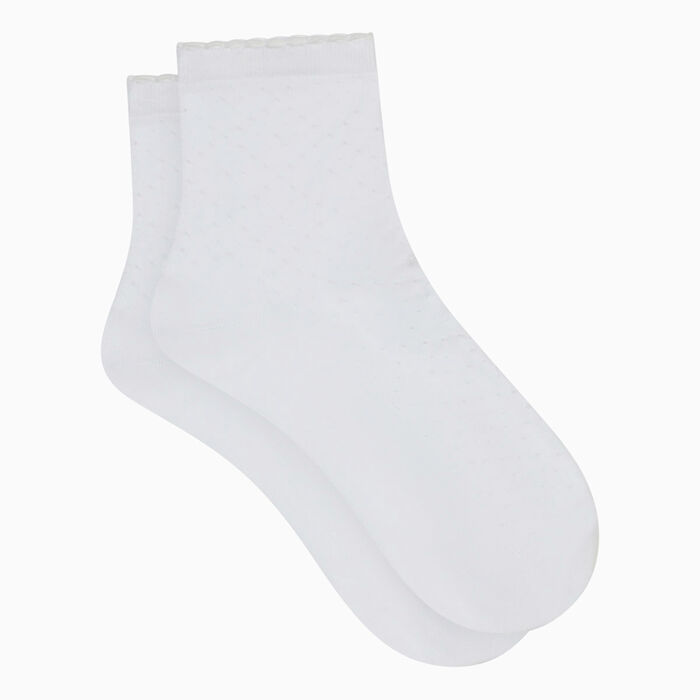Calcetines bajos de algodón para mujer de punto calado blanco Madame Dim, , DIM