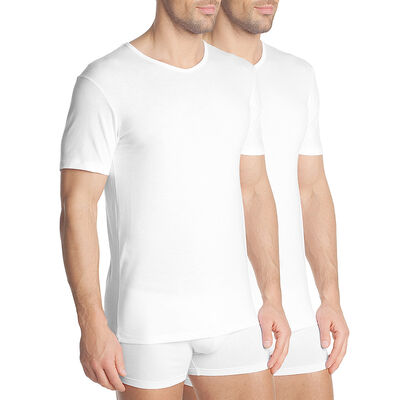 Lot de 2 T-shirts blancs à col en V coton résistant-DIM