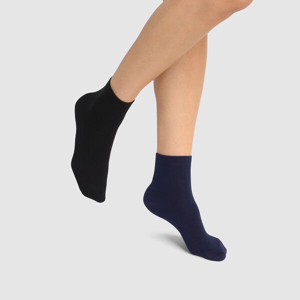 Pack de 2 pares de calcetines tobilleros negros para hombre de hilo de  Escocia
