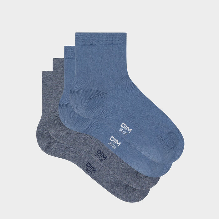 Pack de 2 pares de calcetines azul noche para mujer Basic Coton, , DIM
