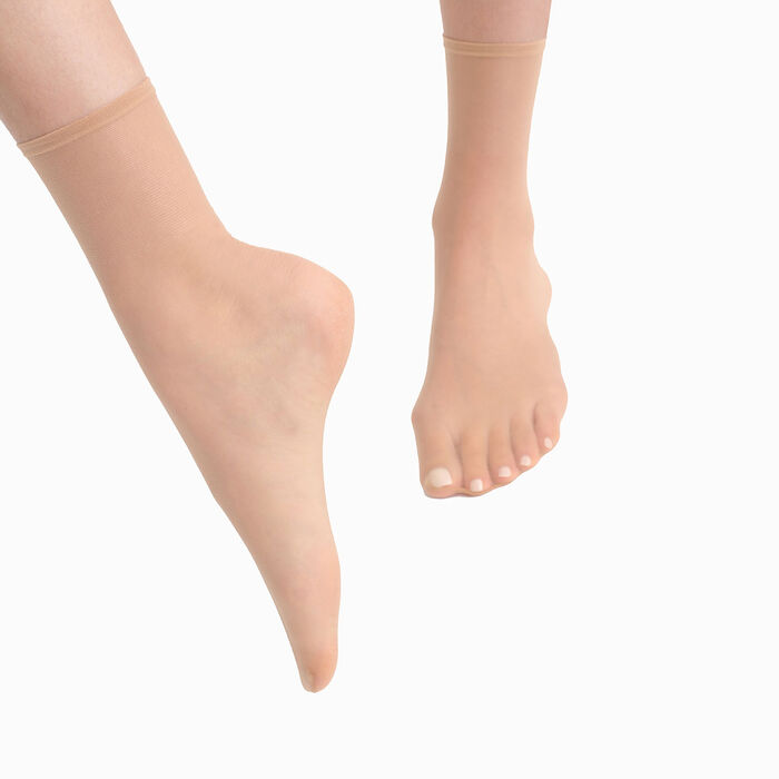 Juego de 2 pares de calcetines tobilleros para mujer Transparente Arena Sublim Gasa Brillante, , DIM