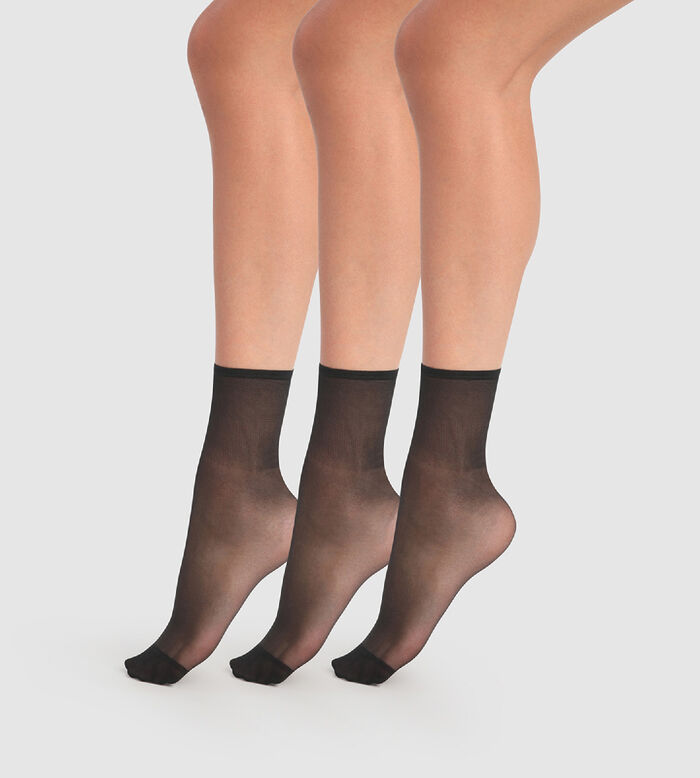 Pack de 3 calcetines de media negros transparentes Beauty Resist 20D, , DIM