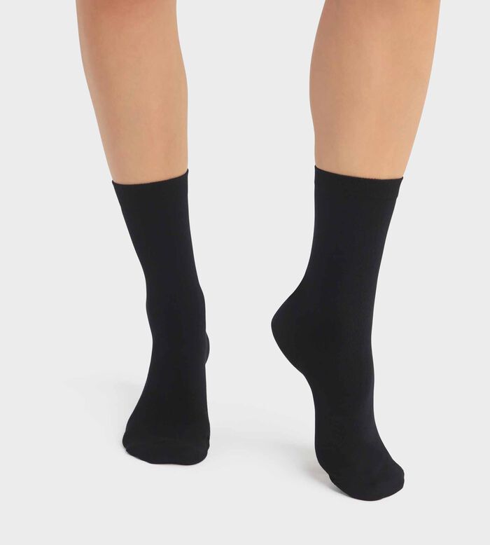 Pack de 2 pares de calcetines de mujer negros de viscosa de bambú Dim Bambou, , DIM