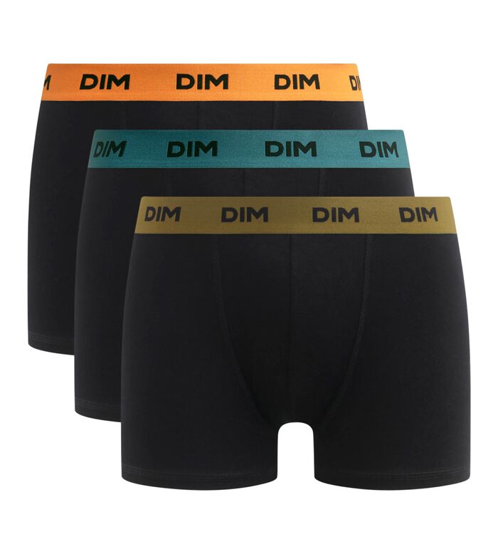 Pack de 3 bóxers de hombre negros con cinturilla color Calabaza Mix & Colors, , DIM