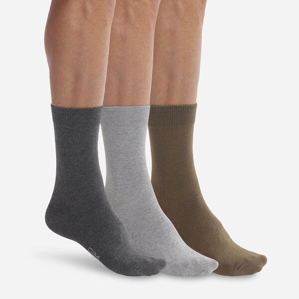 Pack de 3 pares de calcetines de algodón para hombre gris y caqui Dim Basic  Coton