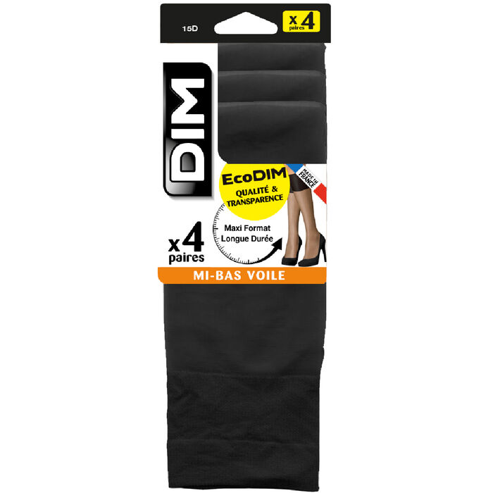 Pack de 4 pares de medias negras EcoDIM 15D, , DIM