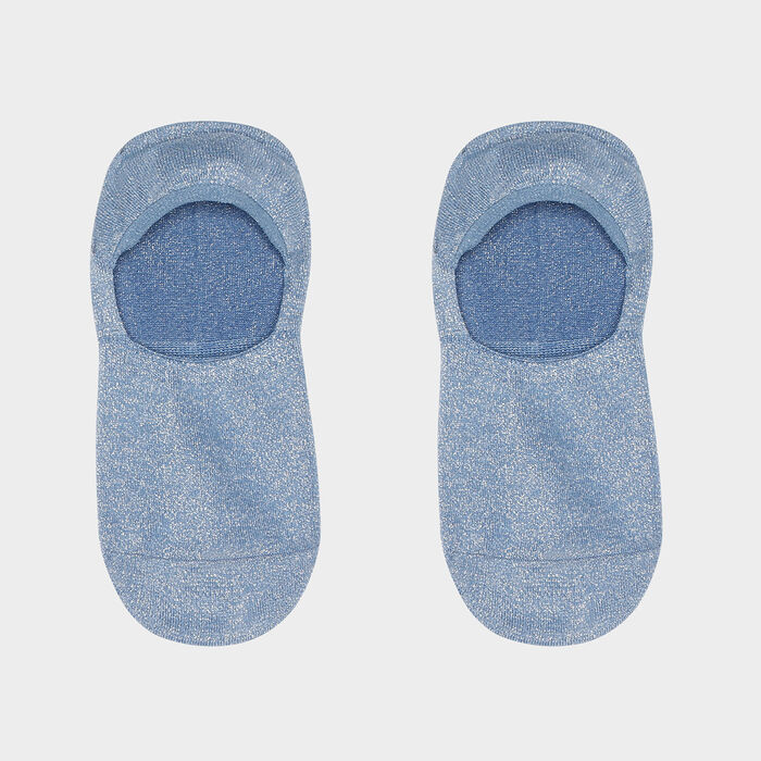 Pack de 2 Pares de Protectores de Pies de Mujer Lurex Plateado Azul Coton Style, , DIM