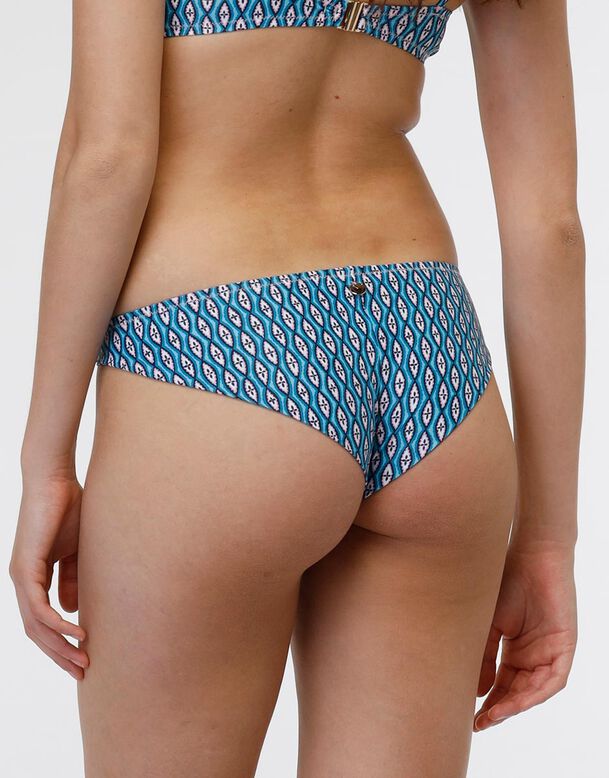 Braga de bikini brasileña de microfibra y nailon reciclado de estampado geométrico, , DIM