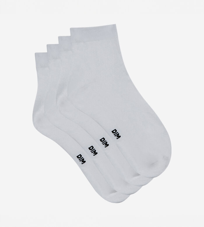 Pack de 2 pares de calcetines bajos blancos segunda piel para mujer, , DIM