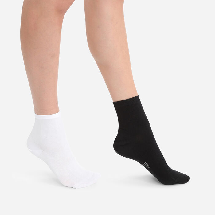 Lote de 2 pares de calcetines bajos de algodón blancos y negros, , DIM