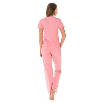 Pantalon de pyjama rose géranium 100% coton Femme-DIM