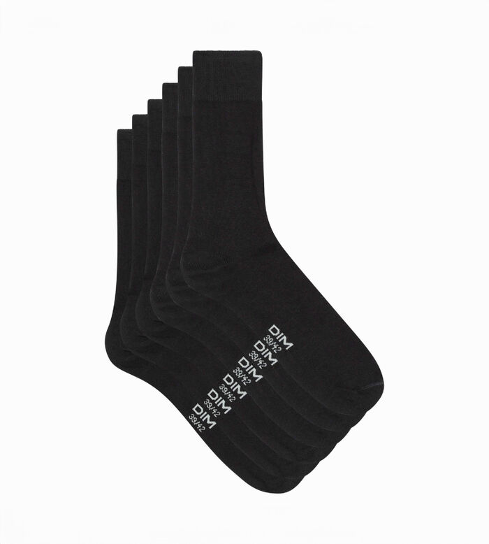 Pack de 3 pares de calcetines de algodón negro para hombre Dim Basic Coton, , DIM