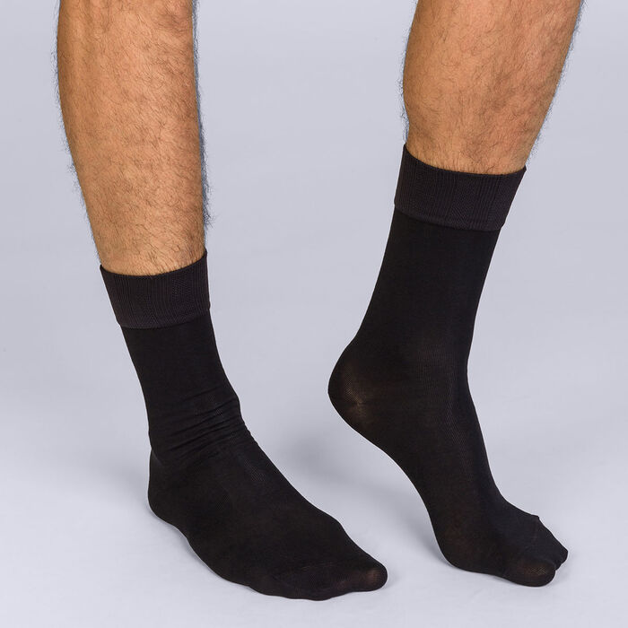 Pack de 2 pares de calcetines de media pantorrilla negros hombre Soft Touch, , DIM
