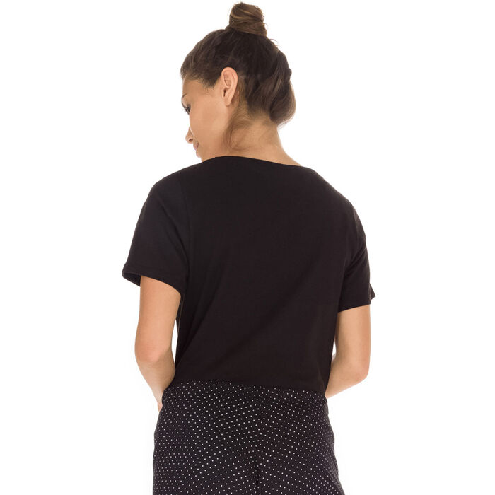 T-shirt manches courtes noir 100% coton Femme-DIM