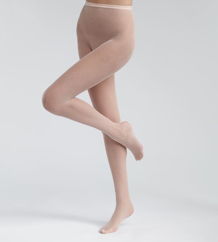 Panti de mujer de rejilla nude y lúrex plateado Dim Style, , DIM