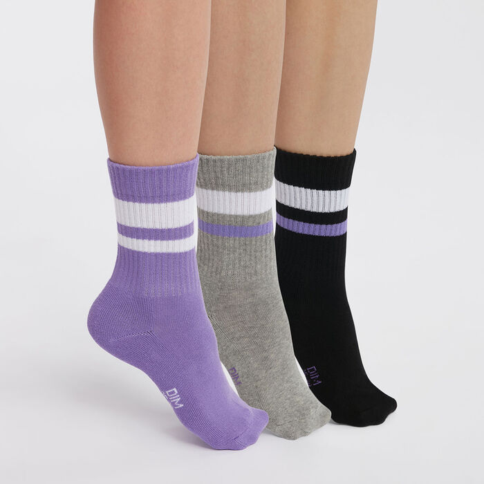 Pack de 3 pares de calcetines de mujer en algodón Amatista EcoDim Sport, , DIM