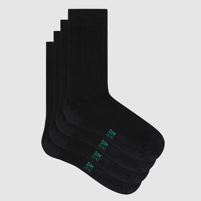 Pack de 2 pares de calcetines para hombre lyocell de canalé negro Green by Dim, , DIM
