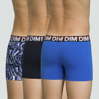 Pack de 3 boxers para niño azules de algodón elástico Eco Dim, , DIM