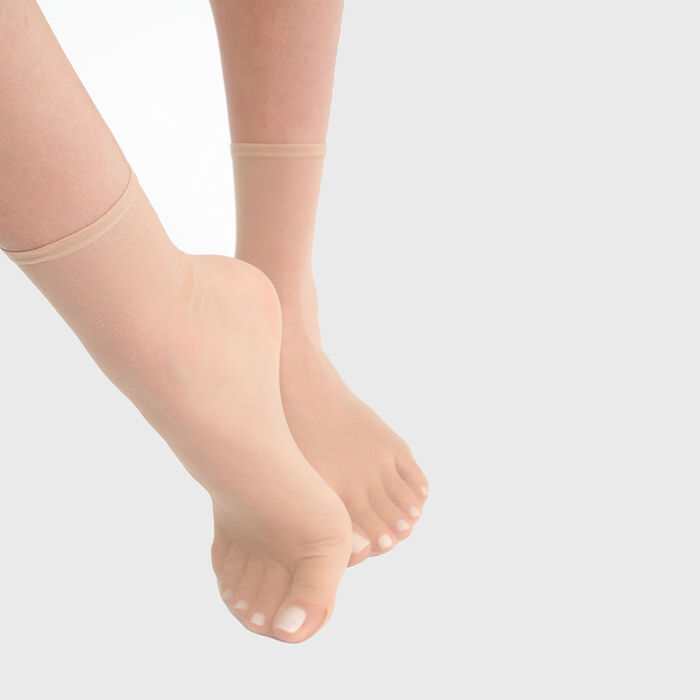 Juego de 2 pares de calcetines tobilleros para mujer Transparente Marfil Dim Sublim Gasa, , DIM
