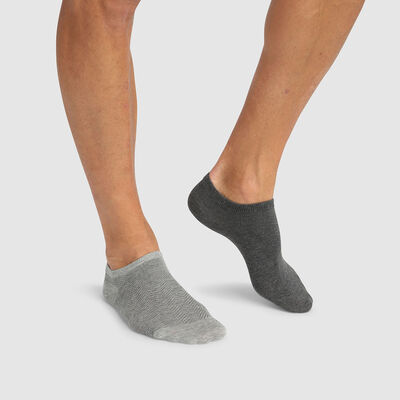 Pack de 2 pares de calcetines bajos estampado cabra gris Coton Style, , DIM