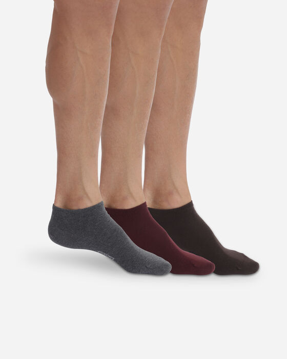 Juego de 3 pares de calcetines tobilleros cortos para hombre Gris Marrón Basic Coton, , DIM