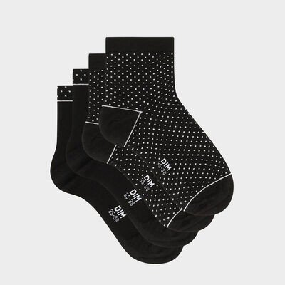 Pack de 2 pares de calcetines bajos para mujer de algodón bio de lunares negros Green by Dim, , DIM