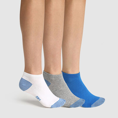 Pack de 3 pares de calcetines bajos para niña mix and match azul Coton Style, , DIM
