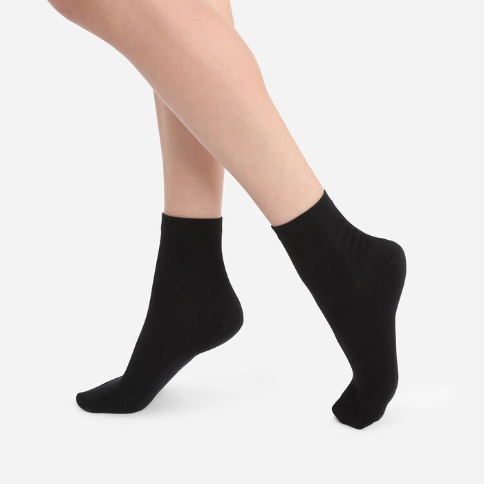 Pack de 2 pares de calcetines bajos negros para mujer, , DIM