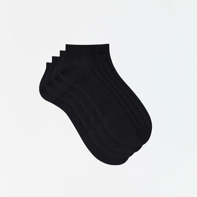 Pack de 2 pares de calcetines tobilleros negros para hombre de hilo de Escocia, , DIM