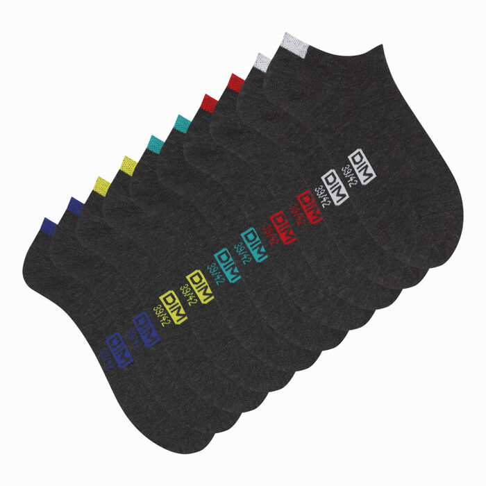 Pack de 5 pares de calcetines bajos de algodón para hombre gris EcoDim, , DIM