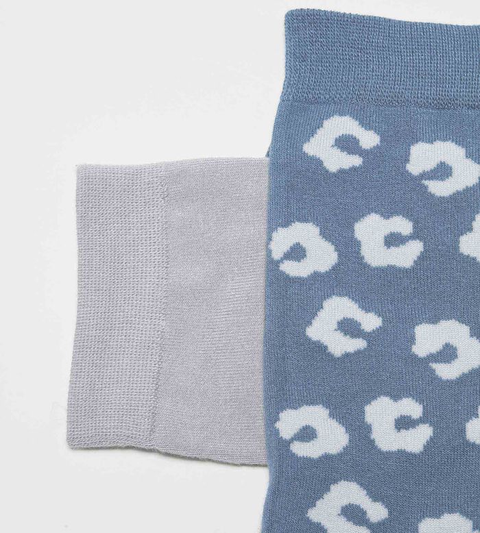Pack de 2 pares de calcetines de mujer con estampado floral Azul Dim Bambou, , DIM