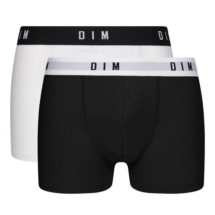 Pack de 2 bóxers de hombre en algodón stretch con cinturilla retro Negro Dim Originals, , DIM