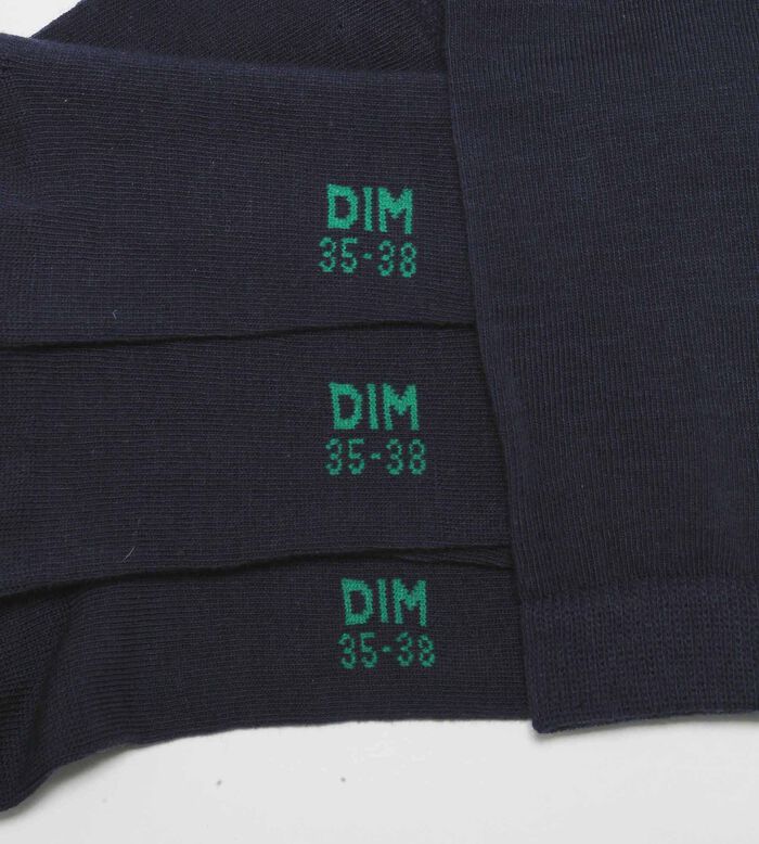 Pack de 2 pares de calcetines de mujer de algodón orgánico Azul Marino Dim Good, , DIM