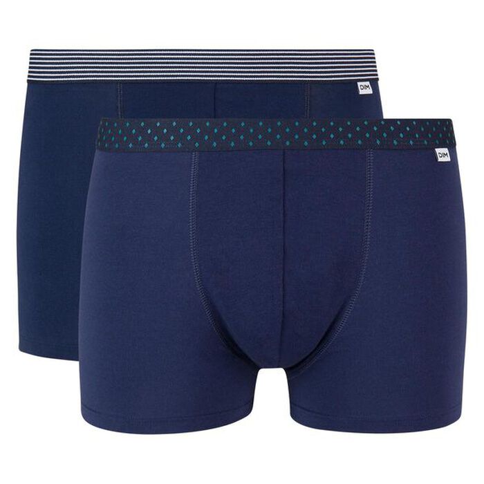 Pack de 2 boxers azules de algodón elástico con cintura estampada Mix and Print, , DIM