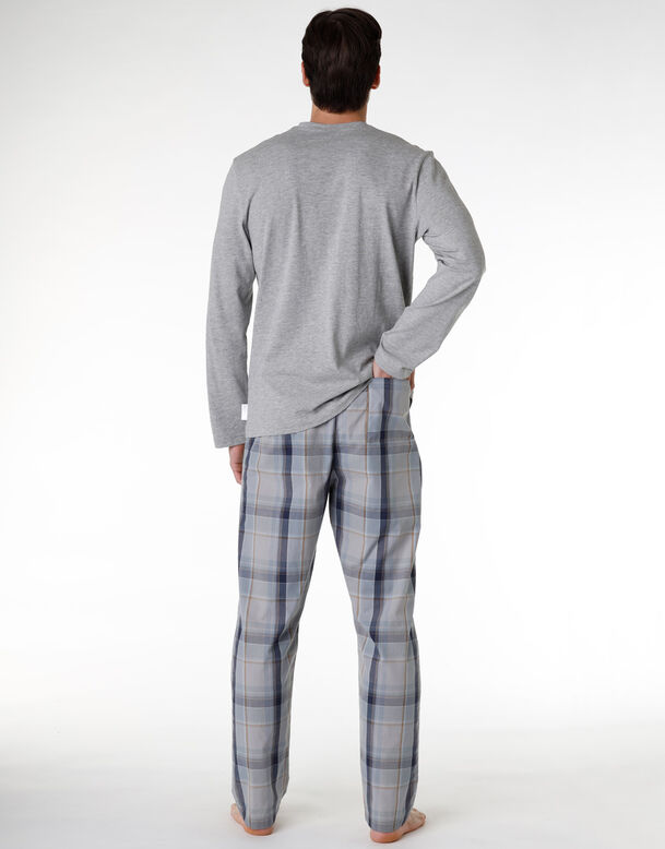 Pijama de punto de algodón para hombre, gris jaspeado, , DIM