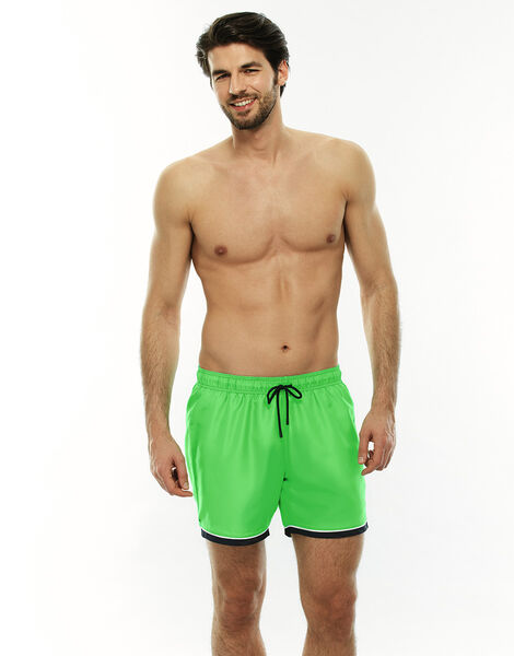 Bañador hombre verde fluorescente bordes blancos y oscuros