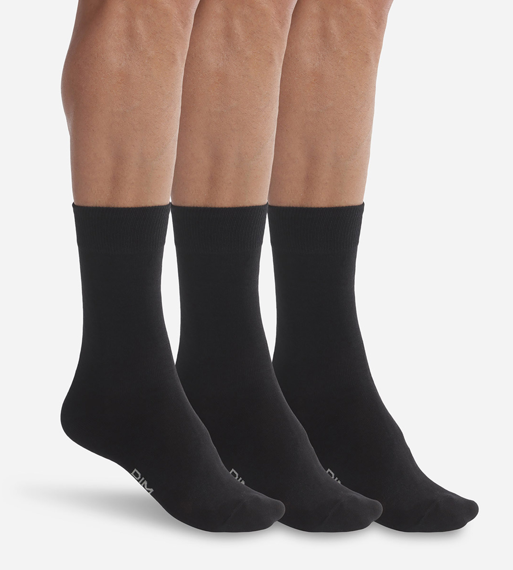 Pack de 3 pares de calcetines algodón negro para hombre Dim Basic Coton